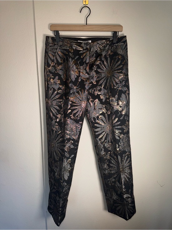 Trina Turk Pants - TRINA TURK Metallic Inlay Floral Dress Pants - Black & Gold 6
